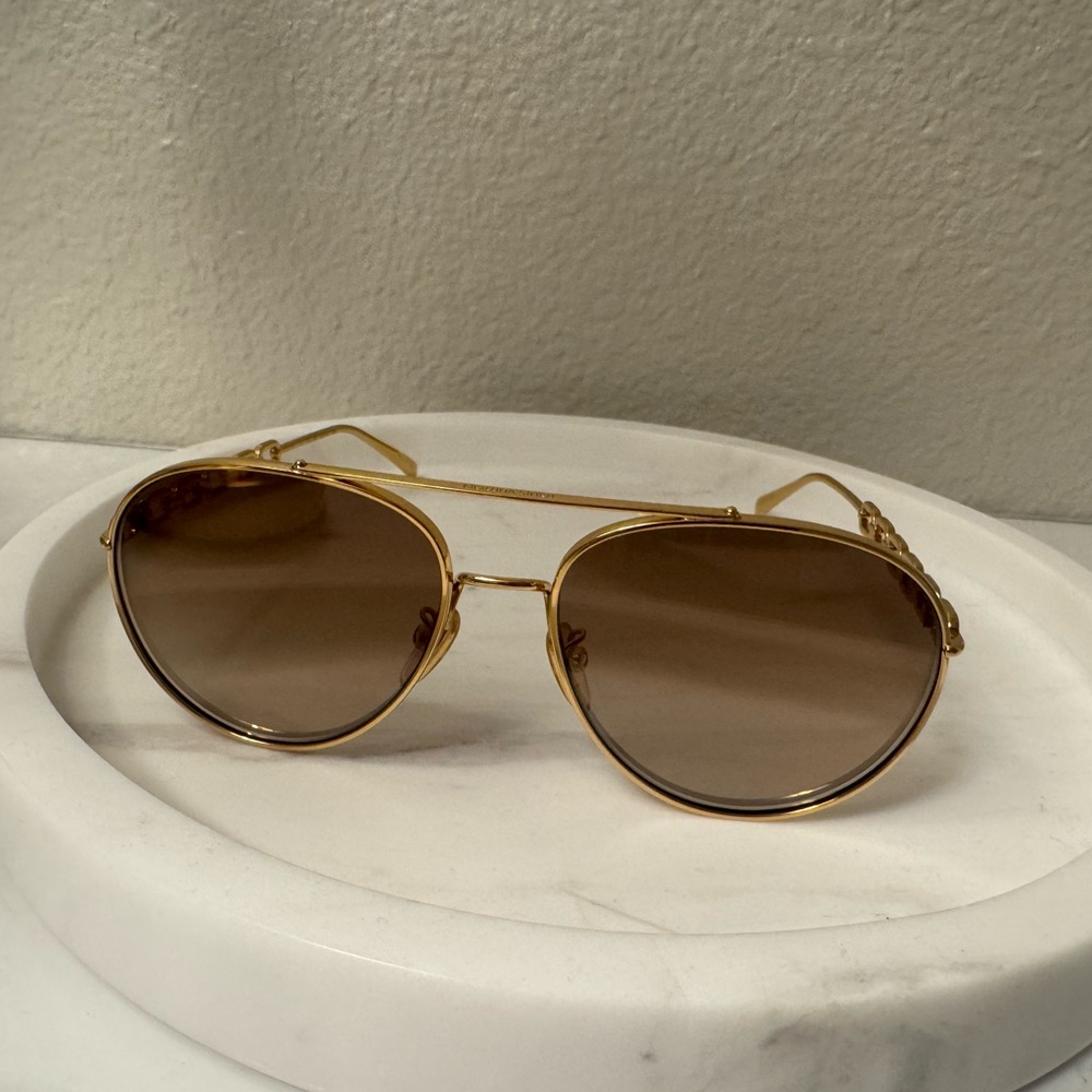 My LV Chain Pilot Sunglasses Louis Vuitton Gold Frame Sunglasses with Brown - Picture 8 of 13